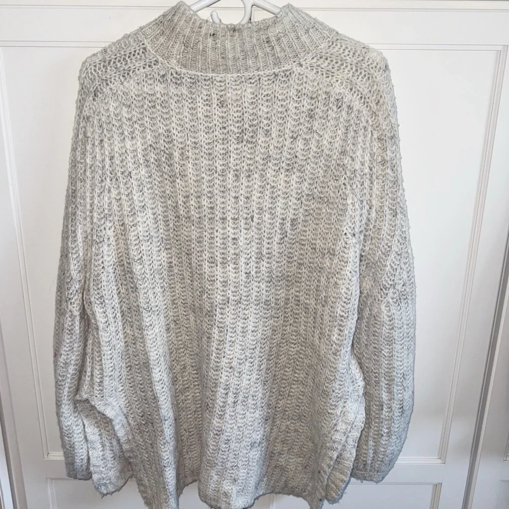 Anthropologie Pilcro Long Line Cable Tunic Sweater Ivory Small Wool/Linen Blend